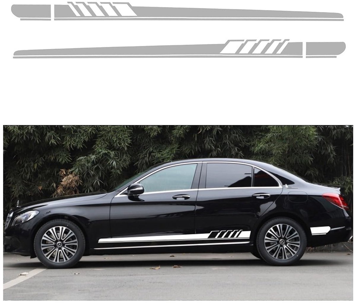 Dailygoody - Auto zijrok stickers - Racestreep decoratie - Wit of Zwart of Rood - Auto styling accessoires - Geschikt voor SUV en vrachtwagen