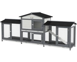 Solayne Konijnenhok - Konijnenren - Konijnenhok voor Buiten&Binnen - Konijnenkooi - 2 tot 4 konijnen - Met laden - 230x53x93,5cm