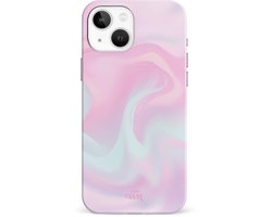 xoxo Wildhearts Sugar Rush - Double Layer - Roze hoesje geschikt voor iPhone 14 Plus hoesje - Stevige case geschikt voor iPhone 14 Plus - Marmer hoesje beschermhoes - Roze telefoonhoesje