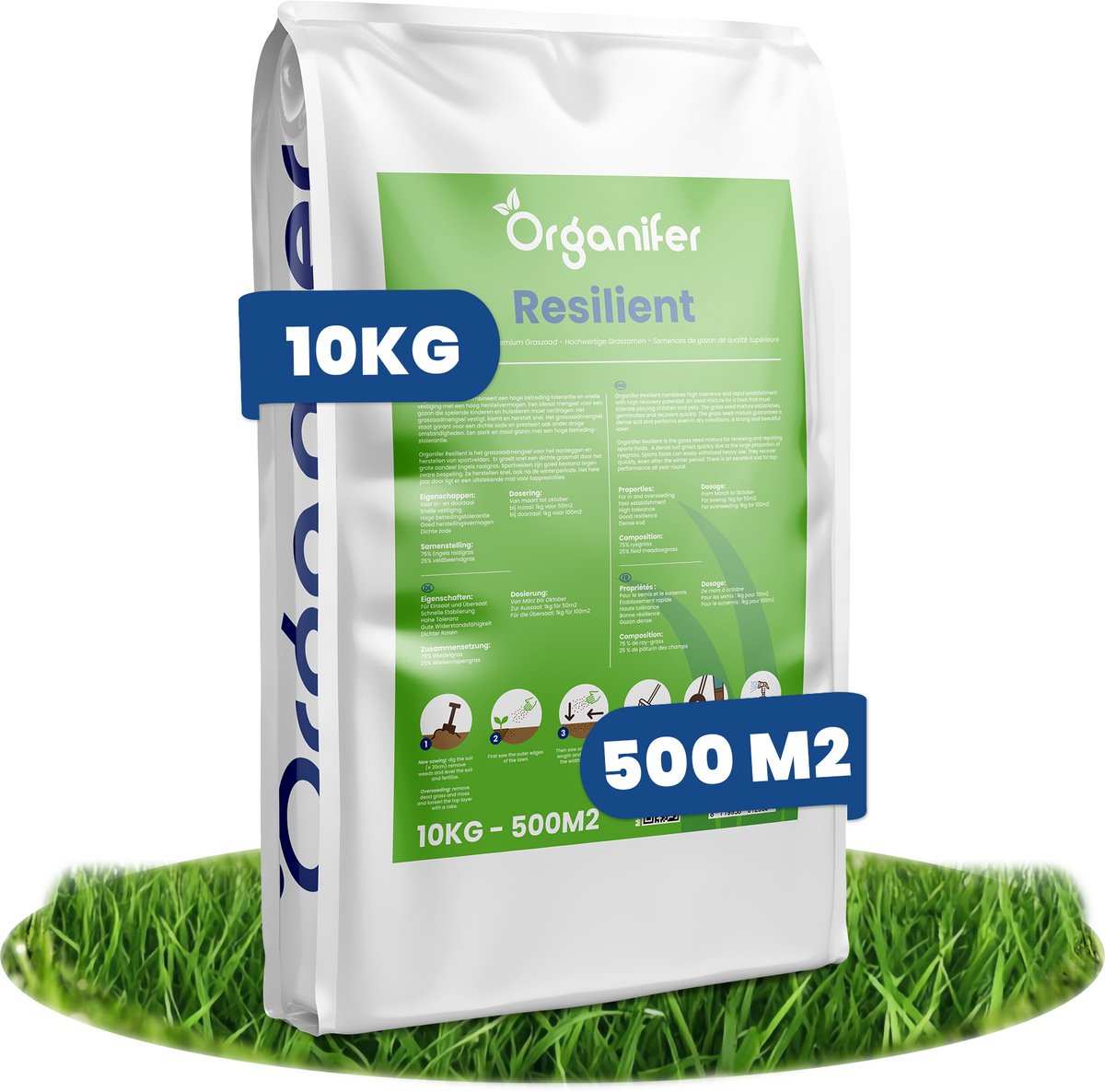 Graszaad Speelgazon Snelkiemend - 10 kg - 500 m2 - Gazonzaad - Speelgazon Graszaad - Graszaden - Gras Zaad - Graszaad Sportgazon en Speelgazon - Zelfherstellend - Hoge Betredingstolerantie - NAK Gecertificeerd