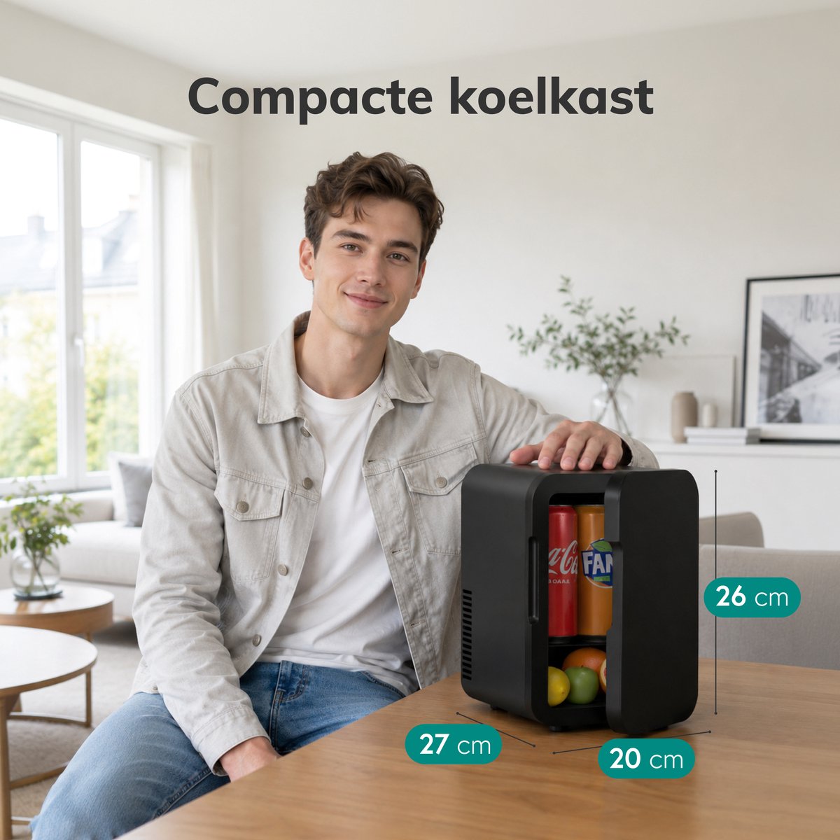 Mini koelkast 5L - Skincare & make-up fridge - Eten & drinken - Organizer - 12V & 230V - Koel & warm - Auto koelkast - Compact - Zwart — afbeelding 5