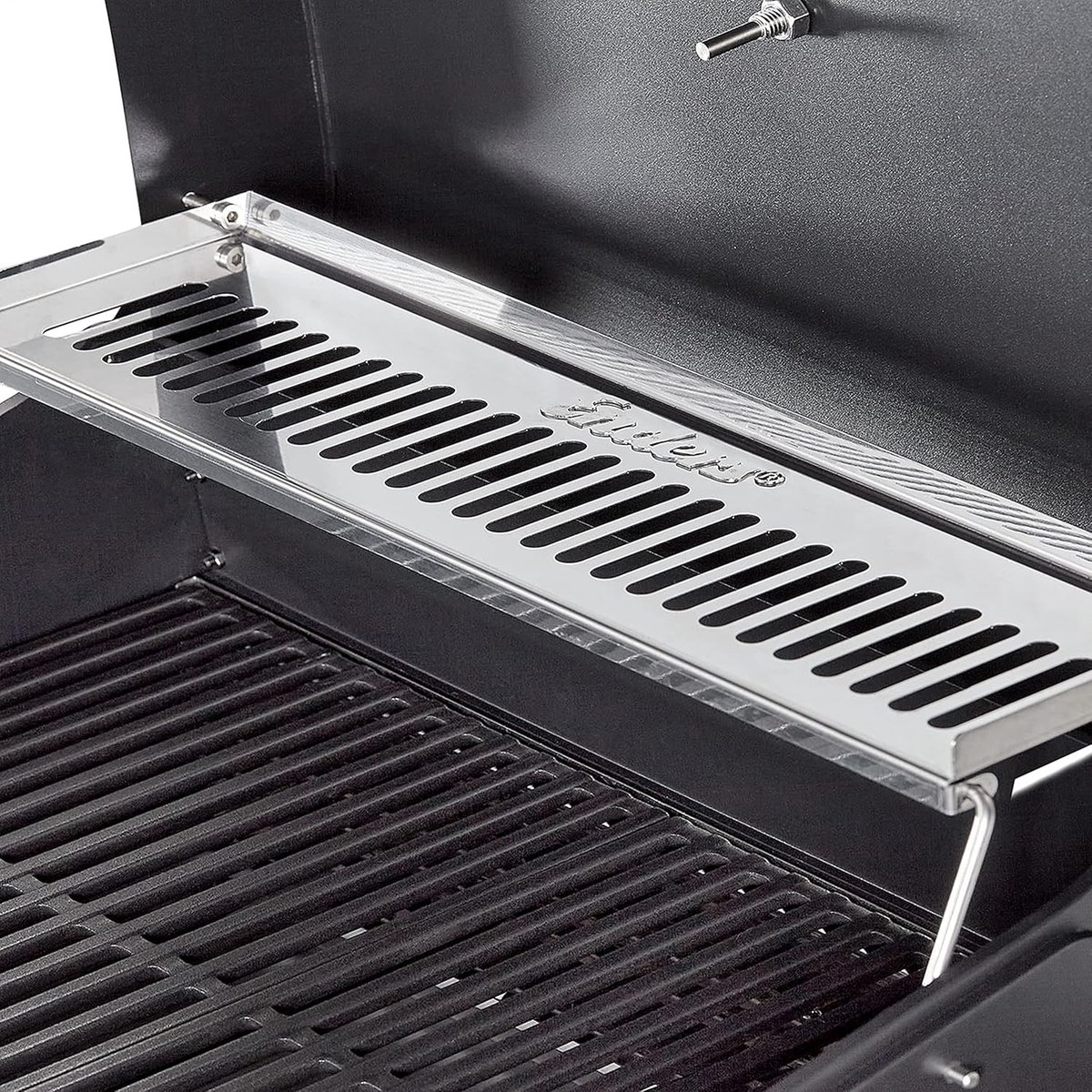 Elektrische Barbecue Grillwagen – House&Garden eGrill Pro 2-Zone BBQ met 2 Verwarmingselementen (2x1,3 kW), Gietijzeren Grillrooster, Thermometer, Warmhoudrek, Opbergruimte en 4 Wielen – Compacte Elektrische Buiten BBQ voor Tuin en Balkon