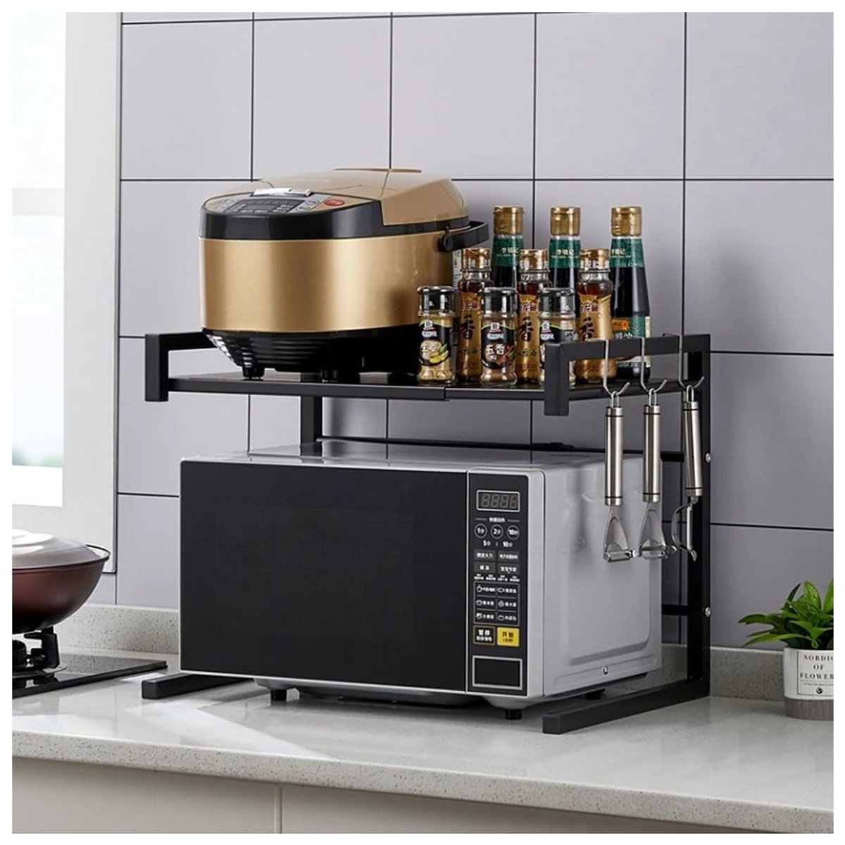 Magnetronrek - zwart - 2 - laags keuken organizer