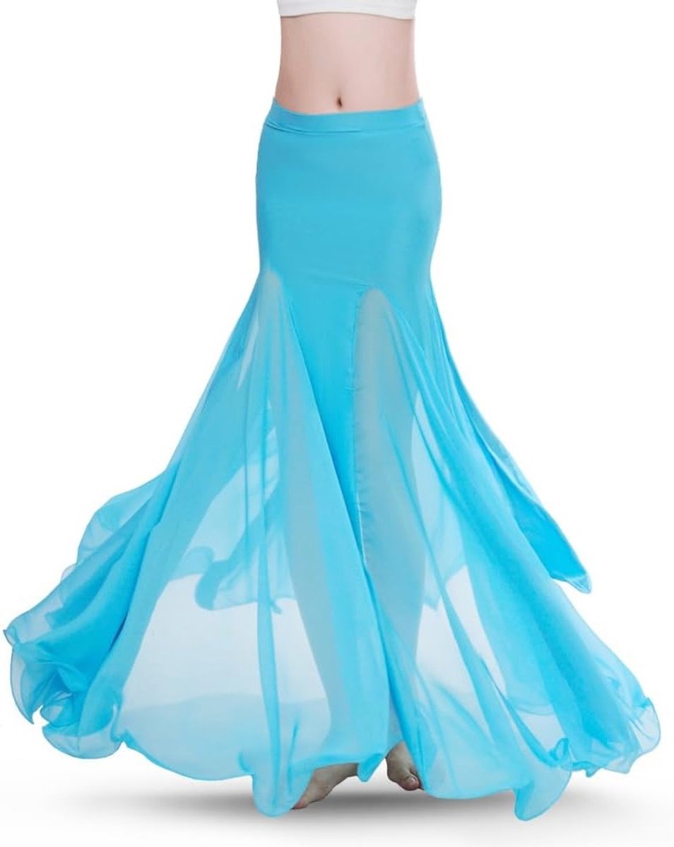 Sexy Chiffon Buikdansrok voor Dames - Lange Maxi Rok voor Oriëntaalse Dans, Buikdans Kostuum en Zwart Buikdans Accessoire