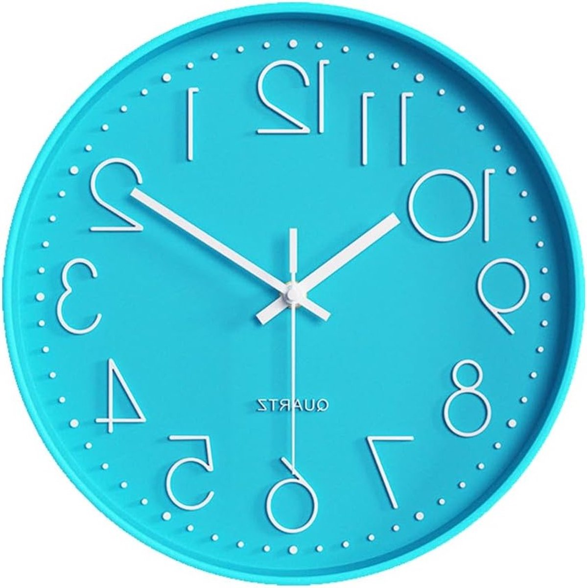 Stijlvolle muurklok voor kinderen 30 cm - Stil, quartz, batterij-aangedreven, perfect voor kantoor, klaslokaal, woonkamer en slaapkamer in zeeblauw