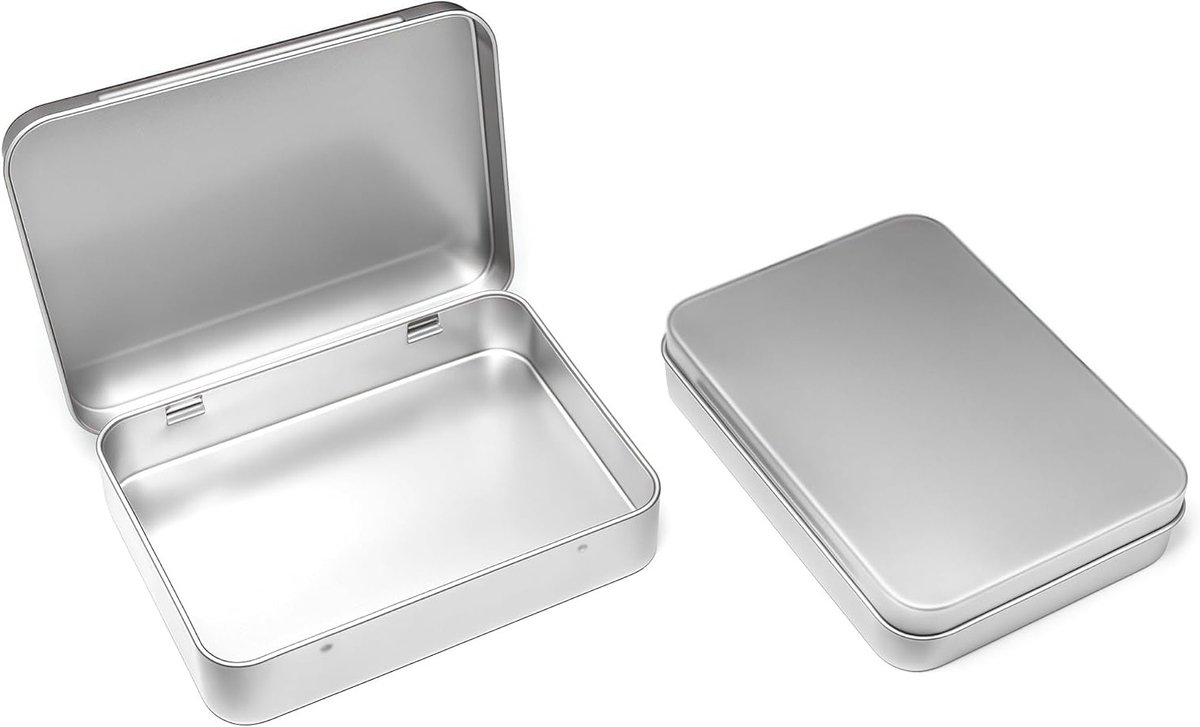 Hingeboxen met Scharnierdeksel (11,5 x 8,5 x 2,2 cm) – Rectangulaire Miniopslagdozen voor Kleine Voorwerpen, Blikken met Deksel, Set van 2 Stuks
