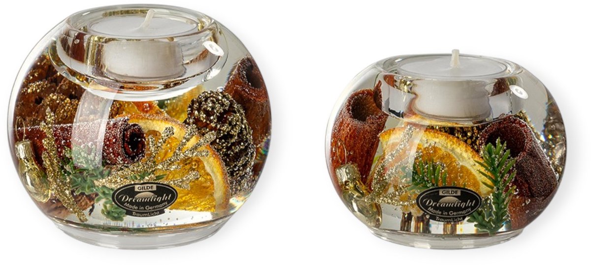 Gilde Handwerk - Dreamlight - Waxinelichthouders - Xmass - set van 2 - glas - Handgemaakt -8x9 cm & 6x8 cm