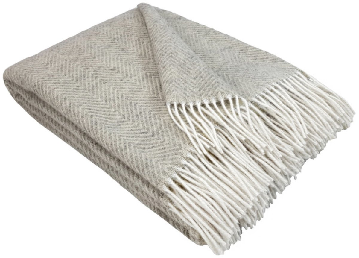 Wollen Plaid - HELSINKI - Lichtgrijs (140x200cm) 100% Wol - Plaids.shop®