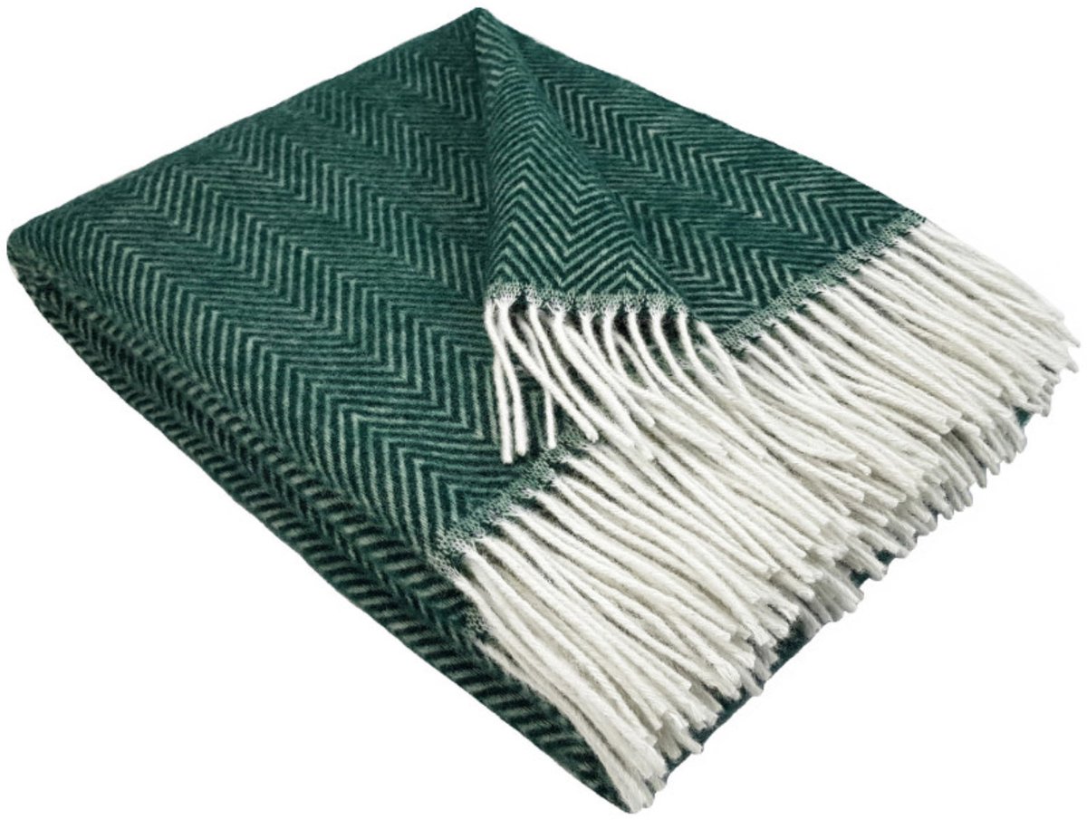 Wollen Plaid - HELSINKI - Groen (140x200cm) 100% Wol - Plaids.shop®