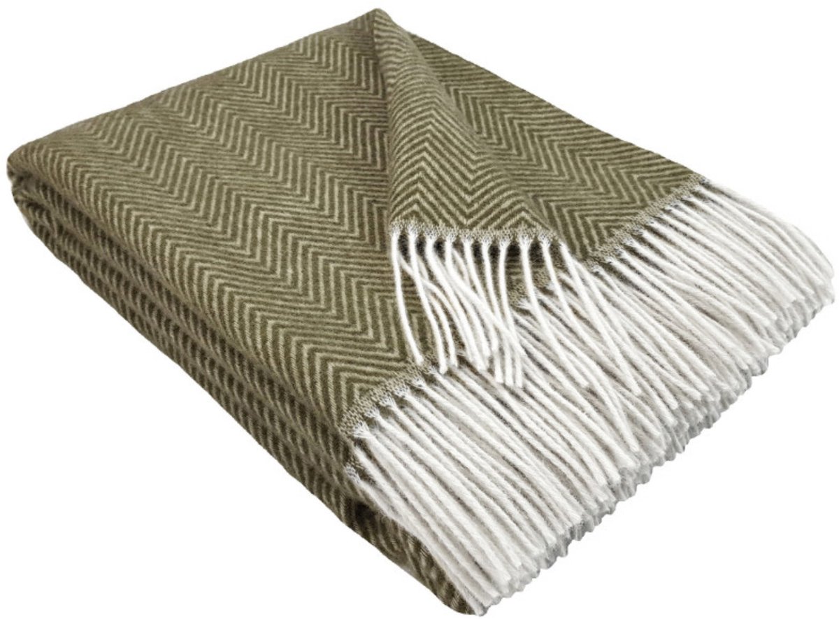Wollen Plaid - HELSINKI - Olijfgroen (140x200cm) 100% Wol - Plaids.shop®