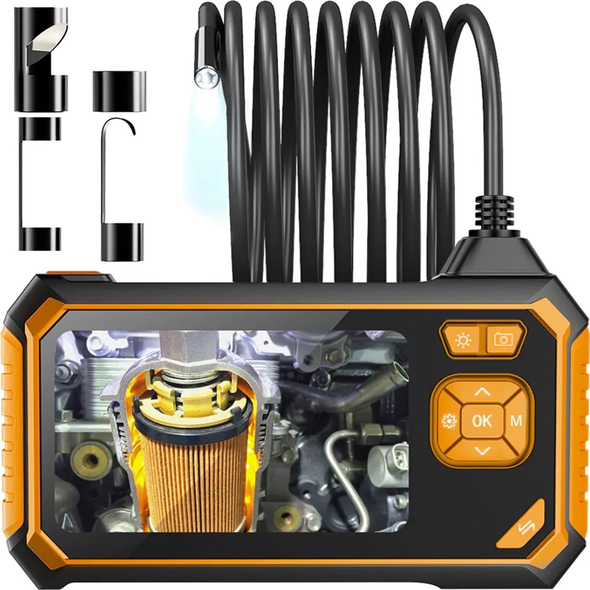 Endoscopische camera met LED-verlichting, 5 meter hoge resolutie, 4,3-inch LCD-inspectiecamera - dubbele lenzen