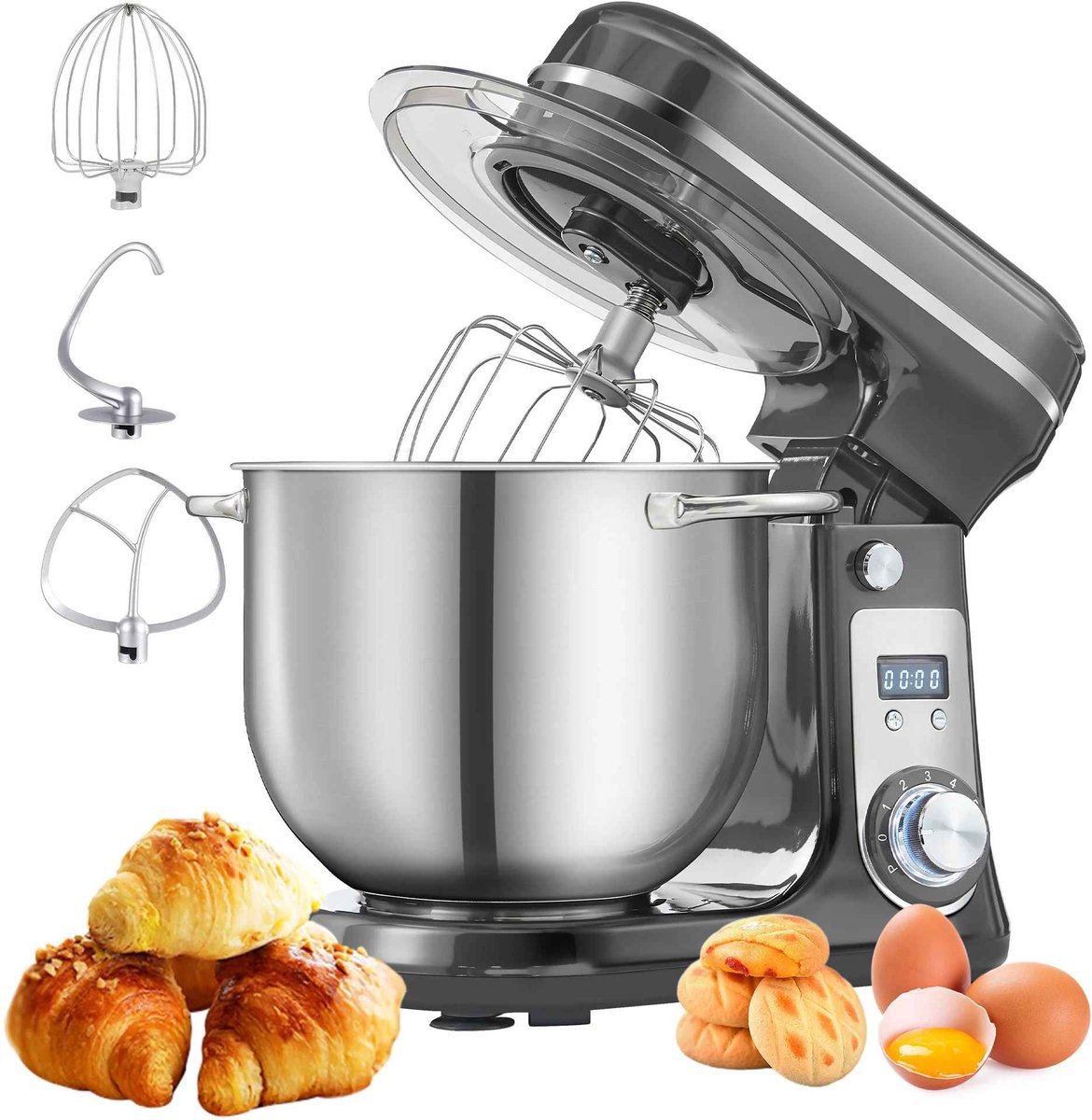 Glowstride - Keukenmachine - Keukenmixer - 1200W DC - stille motor 6L roestvrijstalen - Foodprocessor - Mixer - Blender — afbeelding 1
