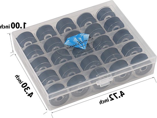 25 Stuks Zwarte Voorgewonden Spoel Draad Maat A Class 15 (SA156) 60WT met Transparante Opbergdoos voor Borduur- en Naaimachine DIY — afbeelding 5