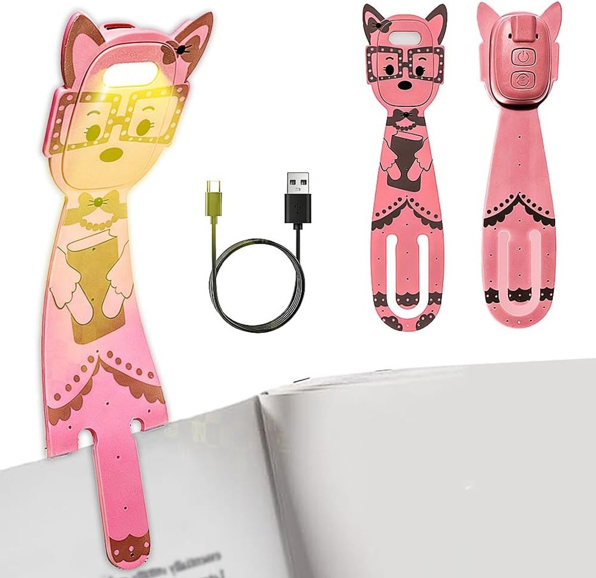 2-in-1 Leeslamp en Boekenlegger, 3 Verlichtingsmodi en 5 Helderheidsniveaus, Perfect Cadeau voor Boekenliefhebbers en Kinderen