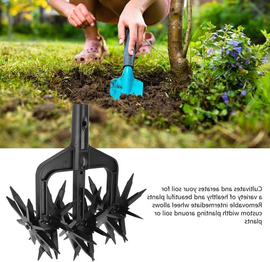 Tuinfrees met Verwijderbare 2-in-1 Grondbeluchter, Draagbare en Weerbestendige Tuinaccessoire voor Herzaaien en Bodemverbetering — afbeelding 5