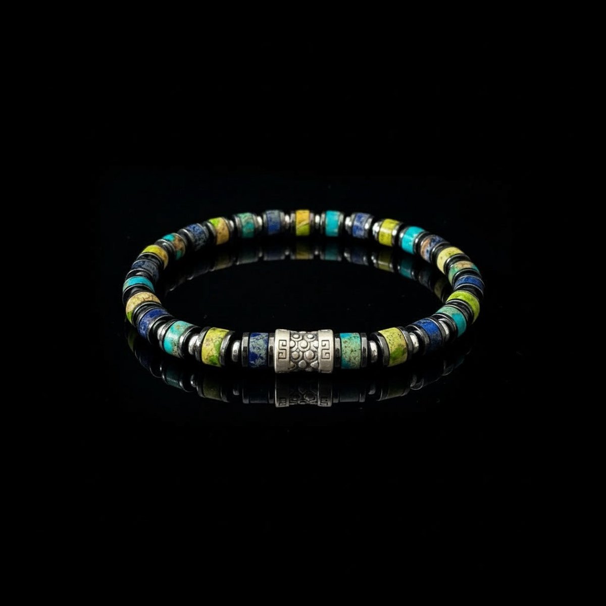 Kleurrijke Zee Sediment Jaspis Bracelet (6mm)-925 sterling zilver en Moederdag