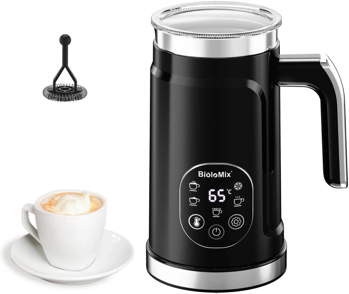 Lifero Melkopschuimer - 5-in-1 Schuimer Melk met LED Touchscreen - Elektrisch Melkopschuimers - Schuim Maker Koffie Melk- Romig