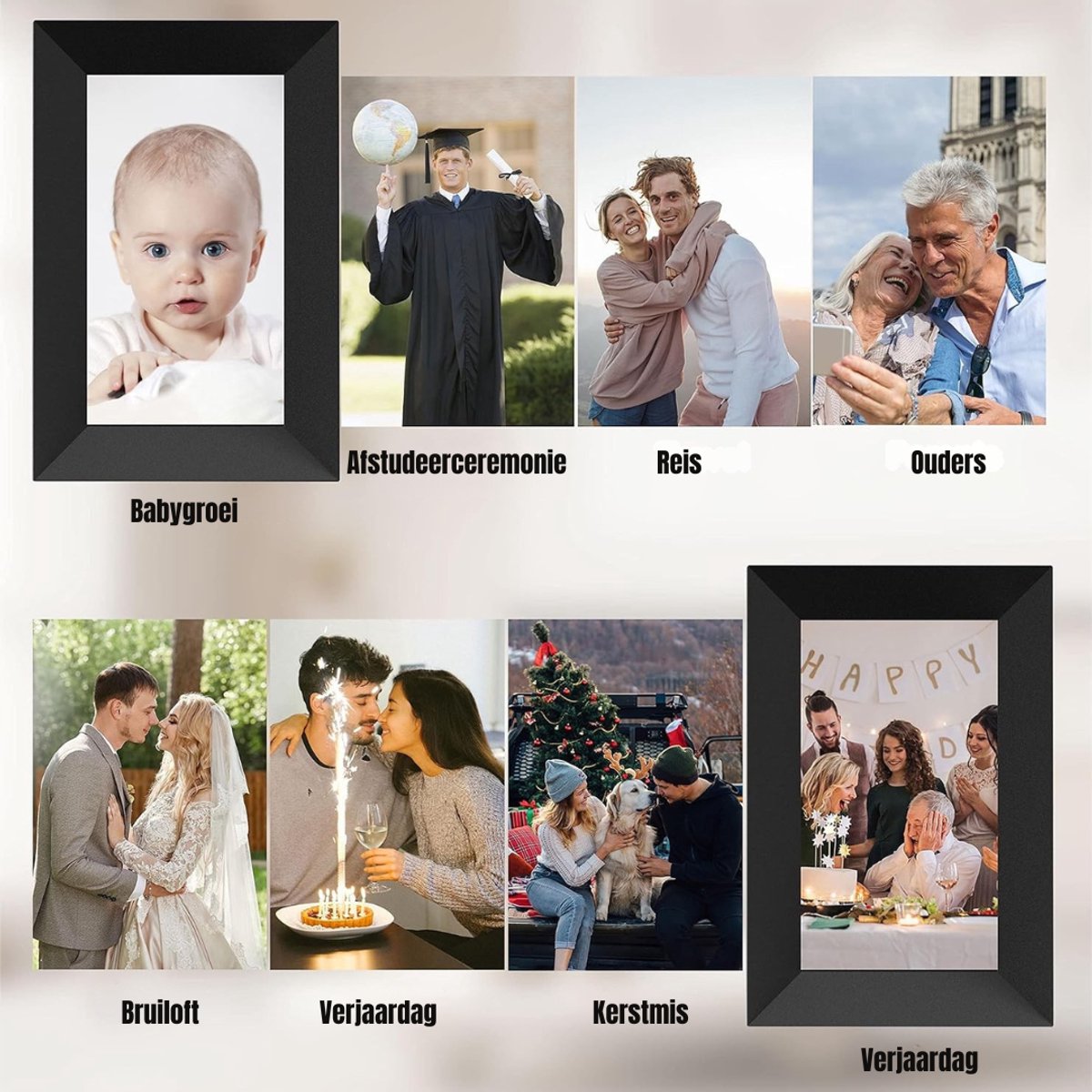 Aura® Digitaal Fotolijstje – Digitale Fotolijst – Digitale Fotolijst Met Wifi - Zwart - 27cm x 19cm x 3cm; 900 g thumbnail 4