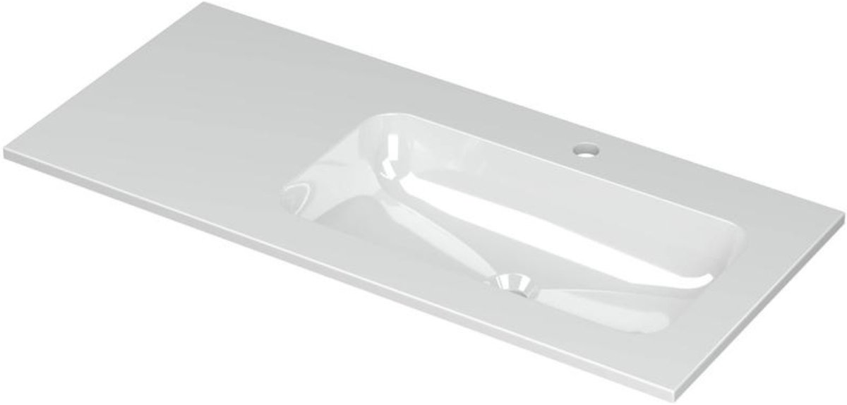 INK Aspekt Wastafel Porselein Rechts met 1 Kraangat - 1000x450x15 mm - Glans Wit
