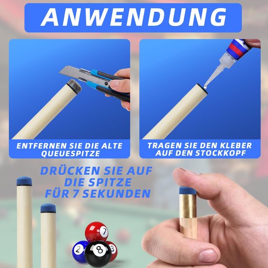 Dailygoody - Billiard Cue Tips - 50 Stuks Set - Perfect voor Spelers - Blauw - Vervangingspunten voor Biljart - Voor Snooker en Biljarttafels — afbeelding 5
