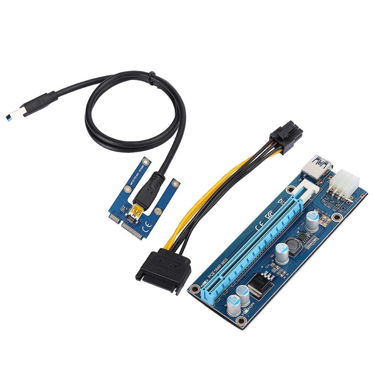 Dailygoody - PCI-E naar PCI Express 16x Extender Riser Adapter - SATA Voedingskabel - Geschikt voor Grafische Kaarten - Betrouwbare Prestaties - Ideaa