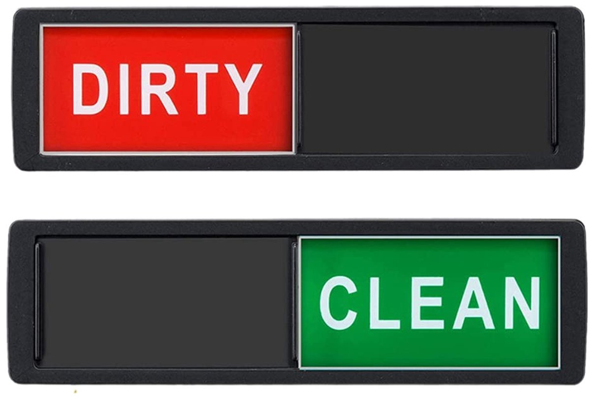 Dailygoody - Vaatwasser Magneet - Schoon Vuil Teken - Niet-Krassen Magneet - Zwart - Geschikt voor Vaatwassers - Handig voor Keuken - Rechthoekig