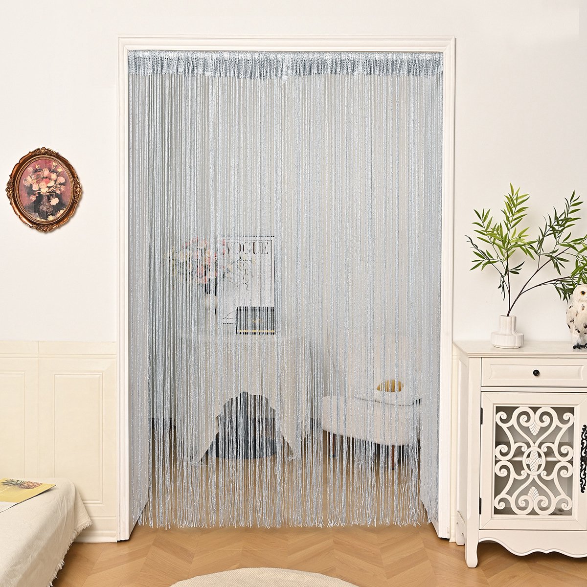 Deurgordijn - Kralengordijn - Polyester - Siergordijn - Eenvoudige Installatie - Luxe Deurhor - Horgordijn - Vliegengordijn Kralen - Modern Design - Gratis snijden - Geschikt voor deuren, ramen, decoratie-Zilvergrijs, 100*200cm (1 stuk)
