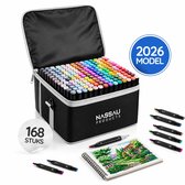 Nassauproducts - Alcohol markers- Twinmarkers - Set 168 stuks - Dubbelzijdige Alcoholmarkers 168 stuks - Markeerstiften - stiften -