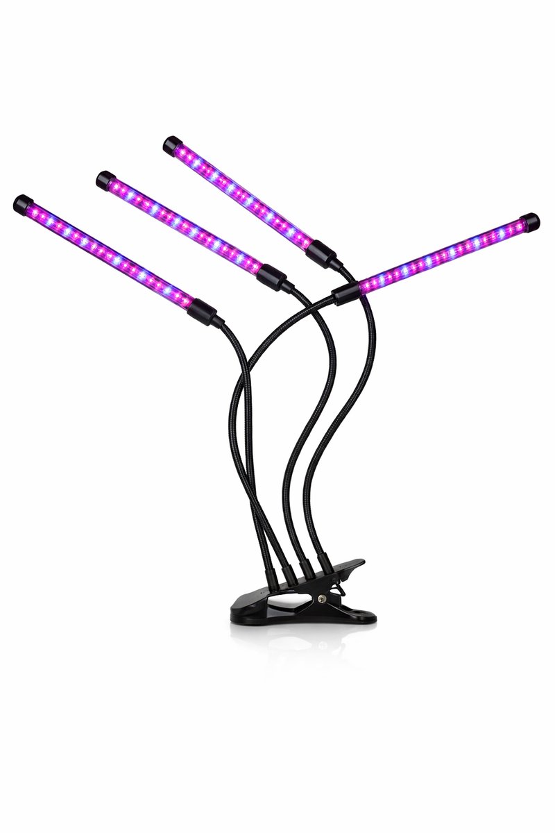 Prestara LED Kweeklamp 40W – 4 Armen – 80 LED (Rood/Blauw) – Plantengroeilamp met Timer 3/9/12u – 9 Lichtstanden – Indoor Plantenlamp