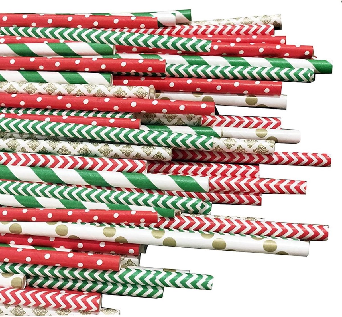 Allecto - Papieren rietjes - Kerst - Feestartikelen - Juices - Shakes - Geschikt voor feestjes - Diverse kleuren