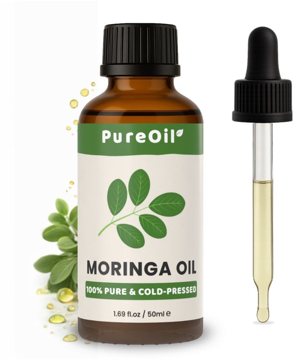 PureOil - Moringa Olie - 50ml - 100% Puur, Natuurlijk & Vegan - Koudgeperst - Voor Haar | Huid | Gezicht | Scalp | Nagels - Haarolie voor Haargroei