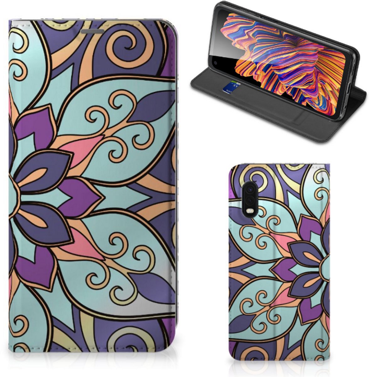 Samsung Xcover Pro Smart Cover Purple Flower