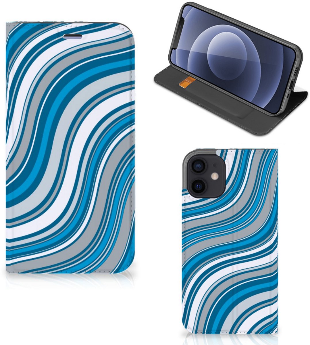 iPhone 12 Mini Hoesje met Magneet Waves Blue