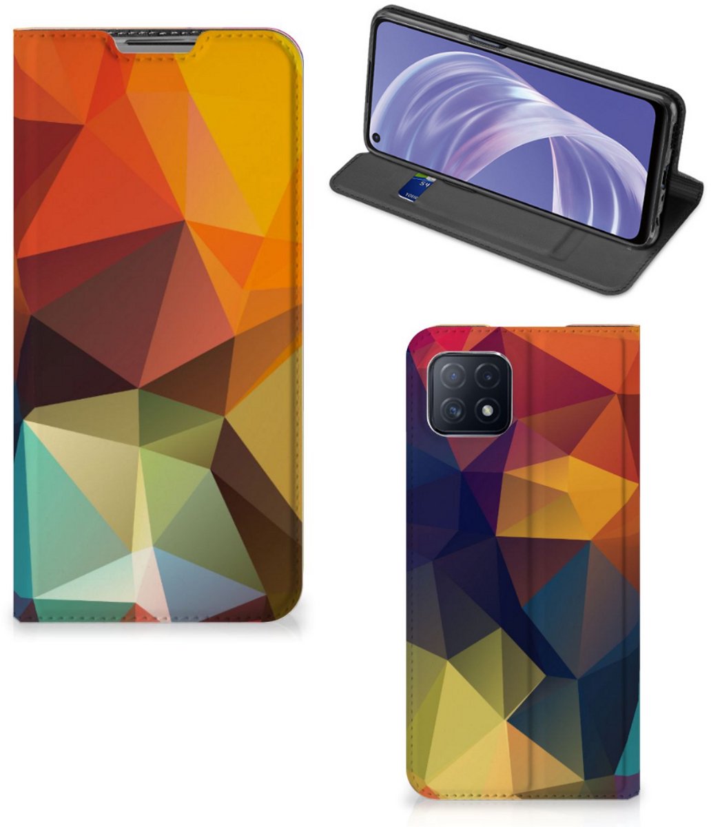Book Case voor OPPO A73 5G Stand Case Polygon Color