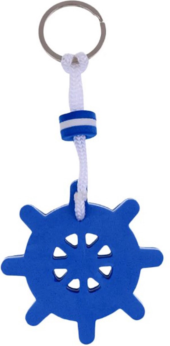 Go Go Gadget - Drijvende Sleutelhanger - Foam - Floatable keychain - Watersport - 1 stuk - Stuurwiel - Blauw