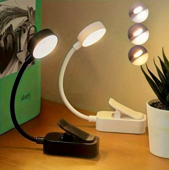 leeslamp-inclusief batterijen-3 verlichtingsstanden en oogbeschermin-verlichting-360° flexibele opklikbare boeklamp-boekenlegger-bed-bedlamp van Merkloos — afbeelding 2