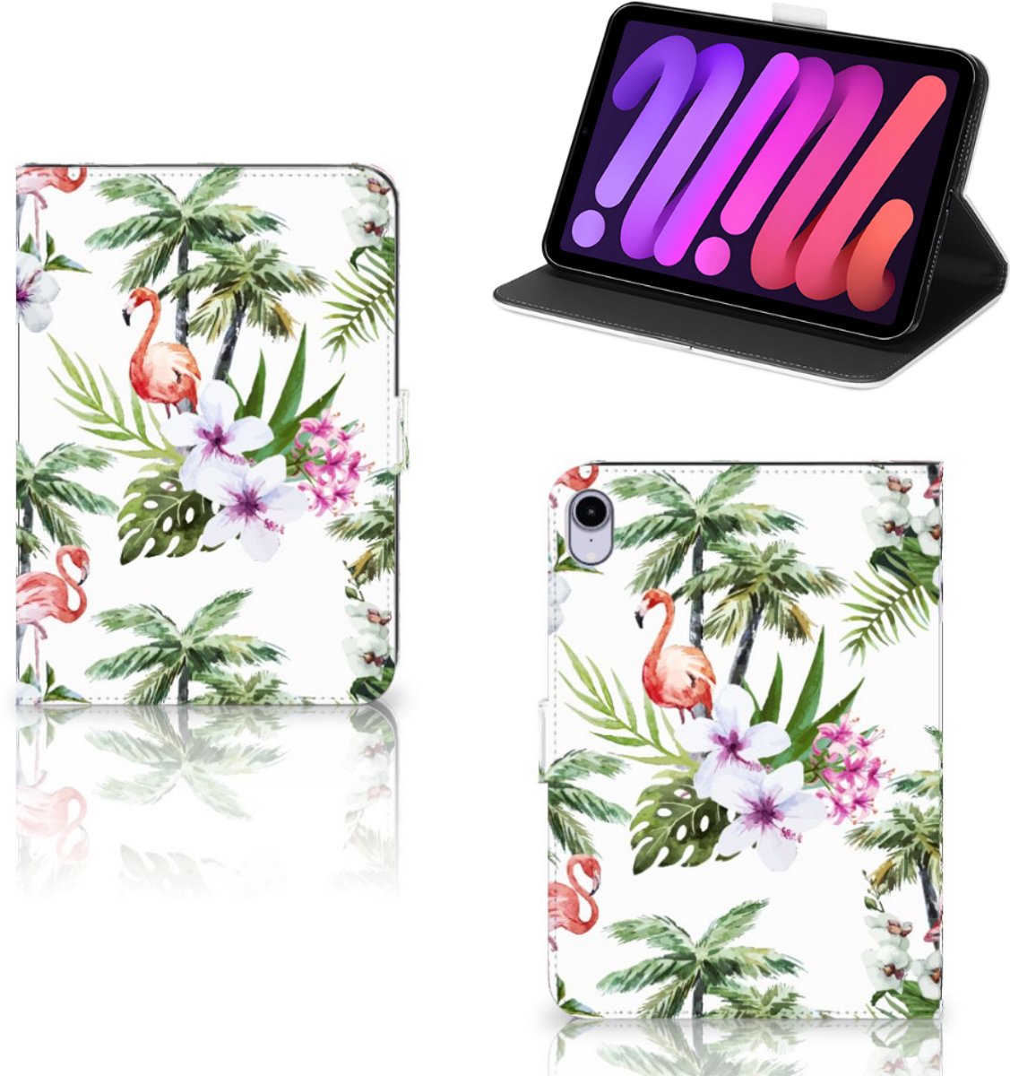 Book Case voor iPad Mini 6 (2021) Flip Case Flamingo Palms