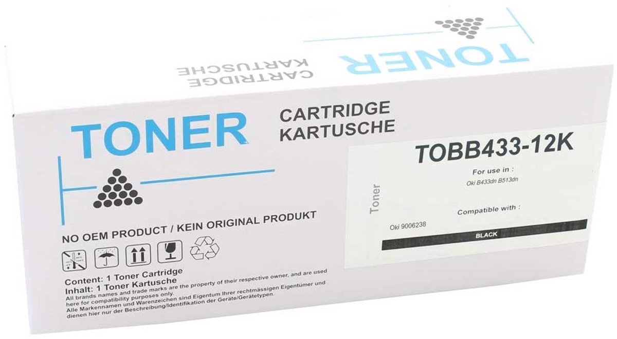 Oki - Tonercartridge - TOBB433-12K - Zwart - ca. 12.000 pagina's - Huismerk - geschikt voor B 433 DN B 513 DN