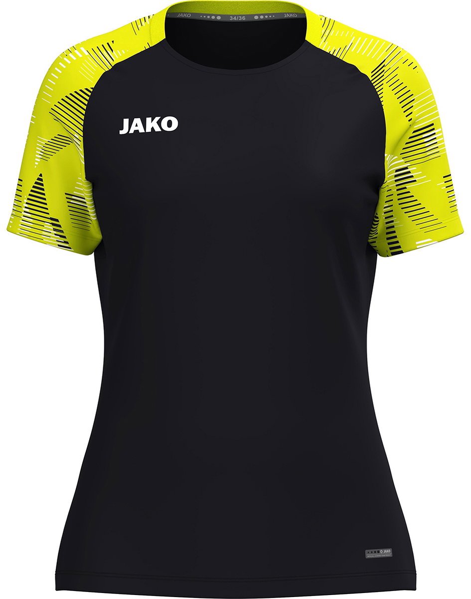 Jako Sonic T-Shirt Dames - Zwart / Fluogeel | Maat: 42/44