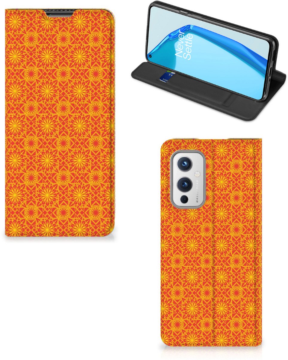 OnePlus 9 Hoesje met Magneet Batik Oranje