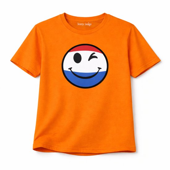 Oranje shirt - Koningsdag - EK - WK - Voetbal - Sport - Holland - Kinderen - smiley emoji
