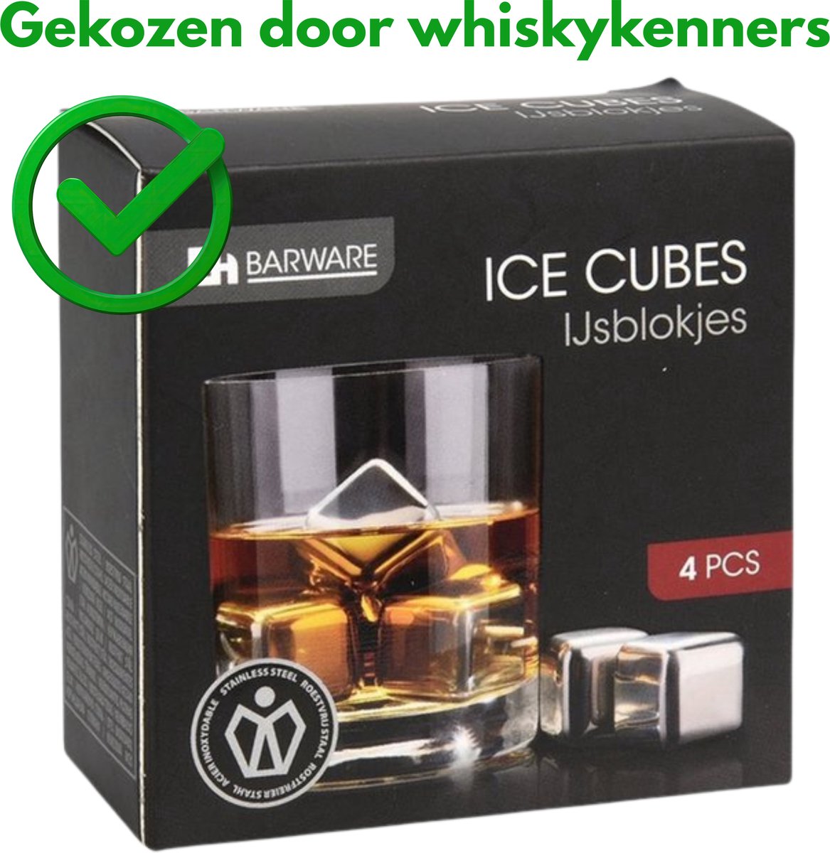 EliteCool - RVS Koelblokjes Set - Herbruikbaar - Smeltvrij - 4 Stuks -