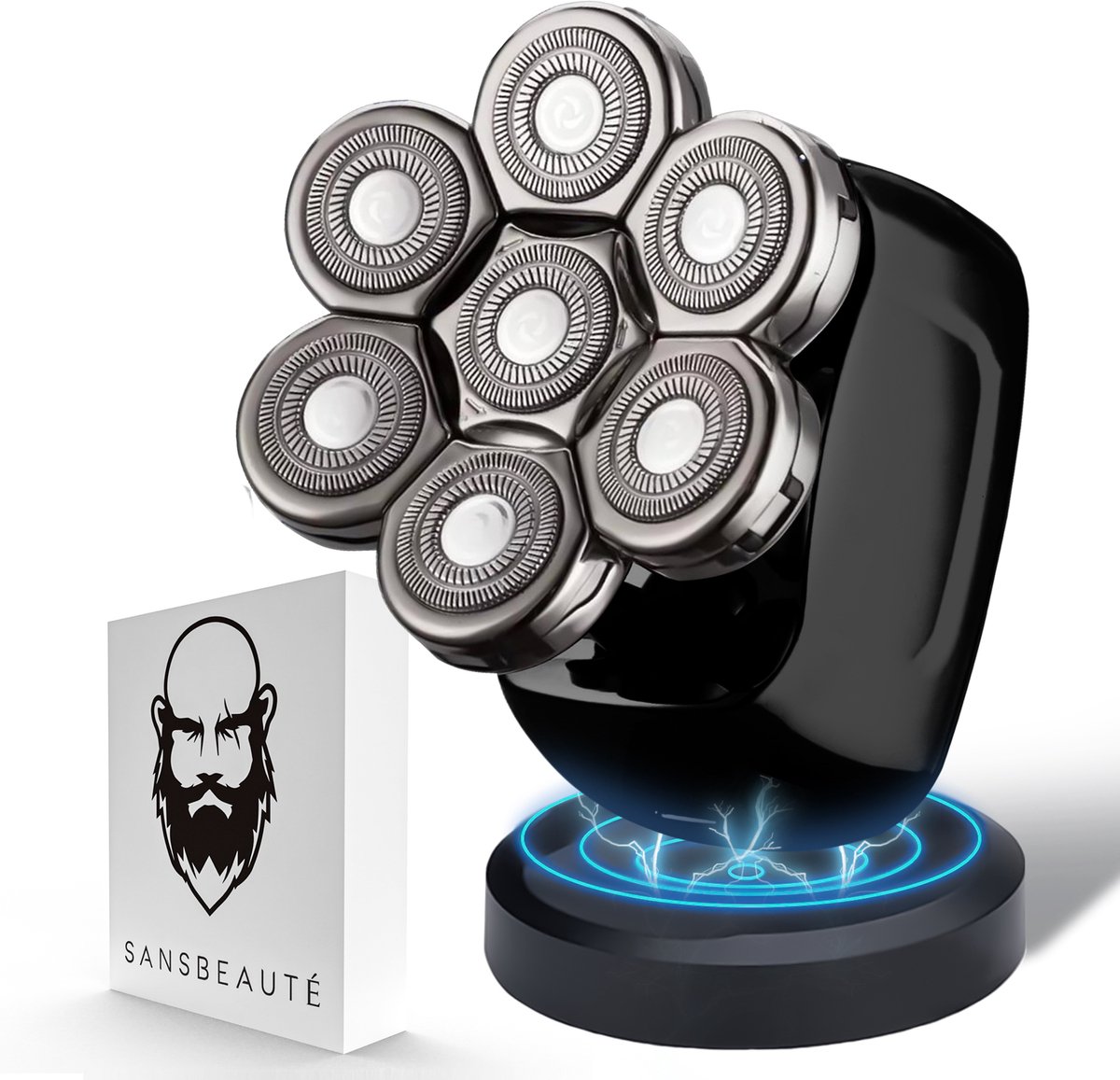 Scheerapparaat Mannen – Trimmer - Tondeuse - Sansbeauté® Skull Sharp PRO - Electric Face & Head Shaver - Hoofd Kaal Scheren – Nat & Droog - Elektrisch