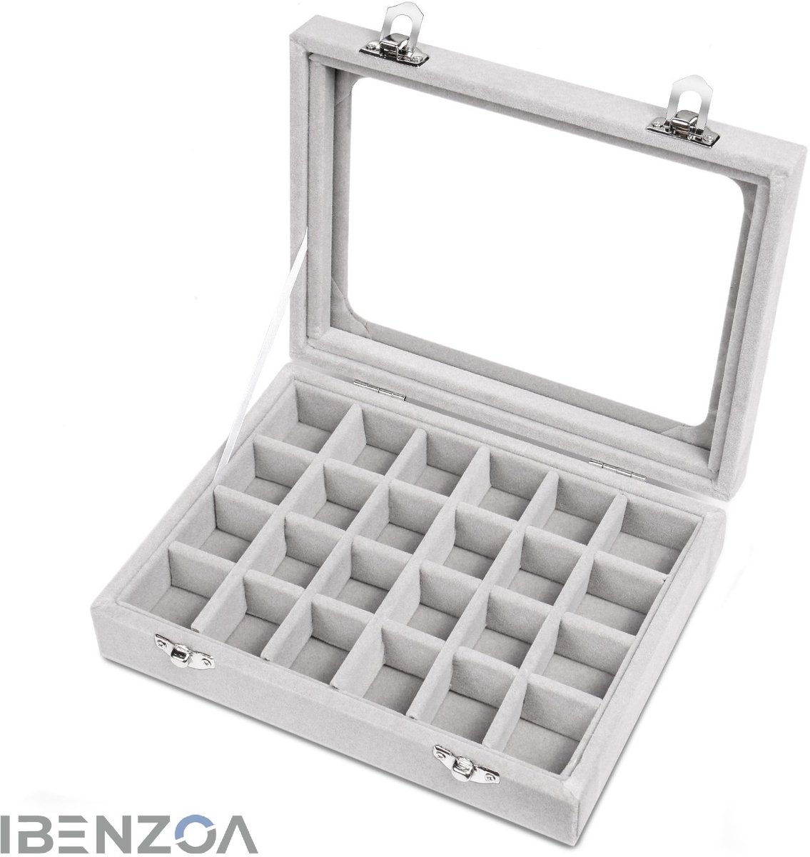 Sieradenbox - Fluweel - 24 Vakken - 22x15,5 cm
