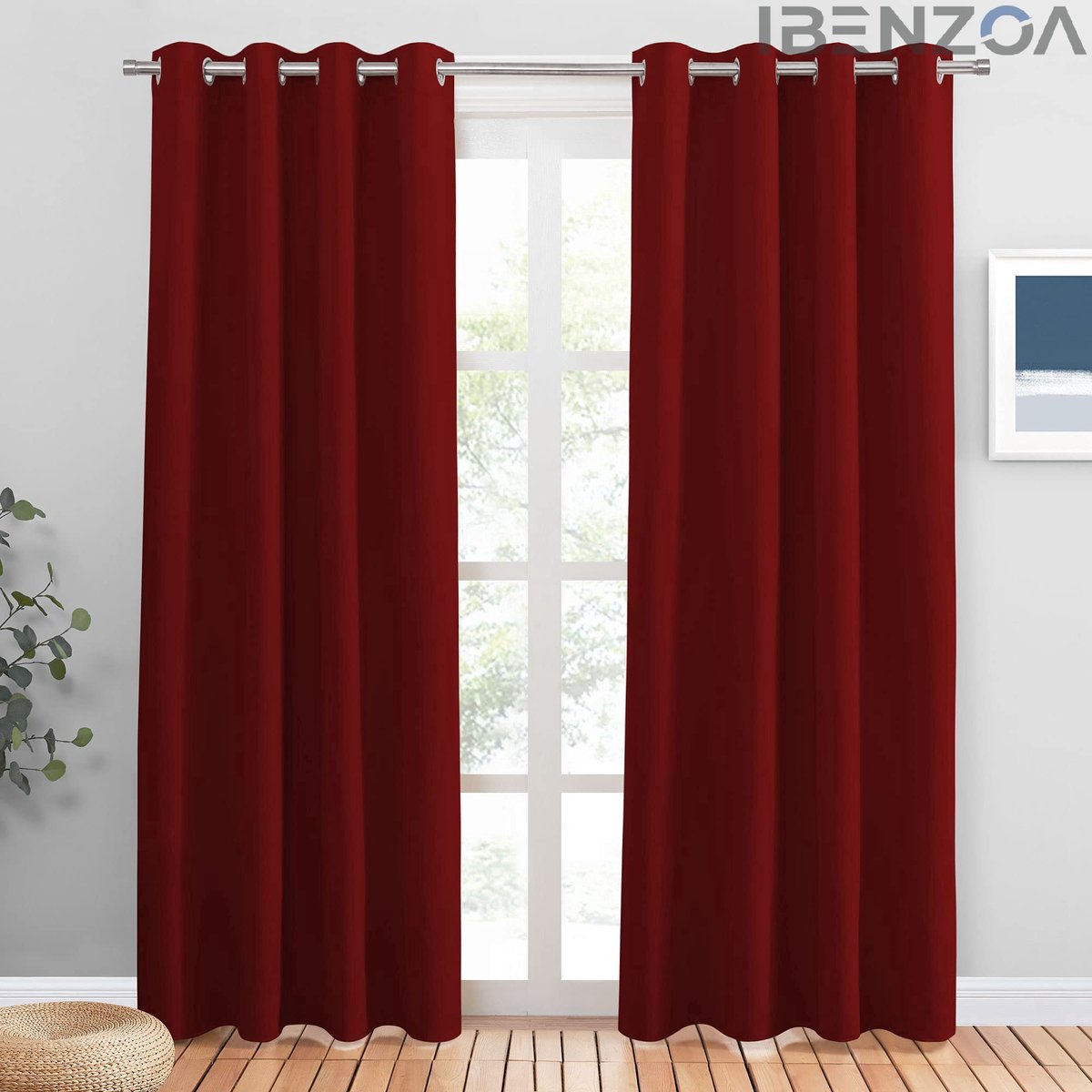 Ibenzoa Gordijn - Ondoorzichtig - Set van 2 - Polyester Zwart