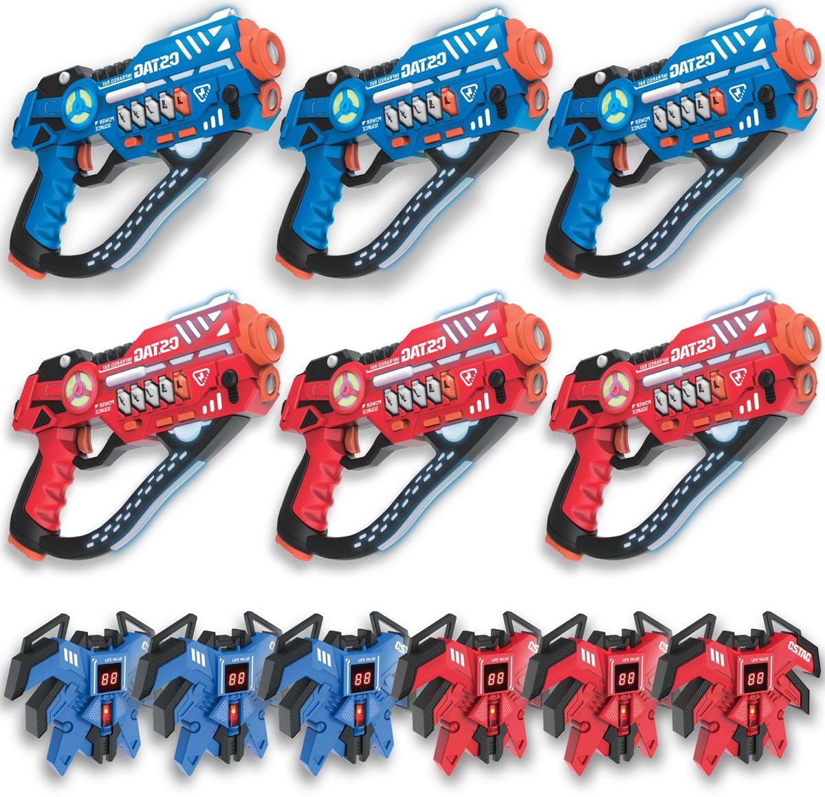 Savorelle® Lasergame Set voor Kinderen - Volwassenen - 6 Spelers - Oplaadbaar Speelgoed Pistool - Laserguns - Lasershoot - 6 Laserguns en 6 Vesten - Binnen en Buiten - Groepsspel