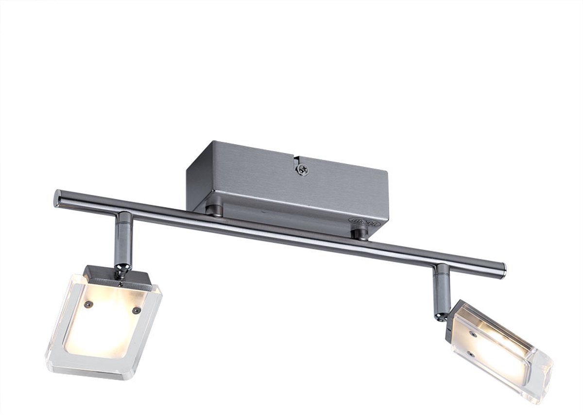 LED plafondlamp woonkamer spot zilver 2-lichts draaibaar IP20 WOFI 7614.02.01.0000
