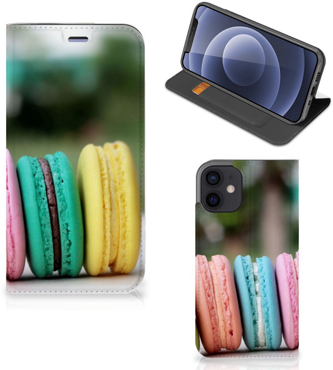 Book Case voor iPhone 12 Mini Flip Style Cover Macarons