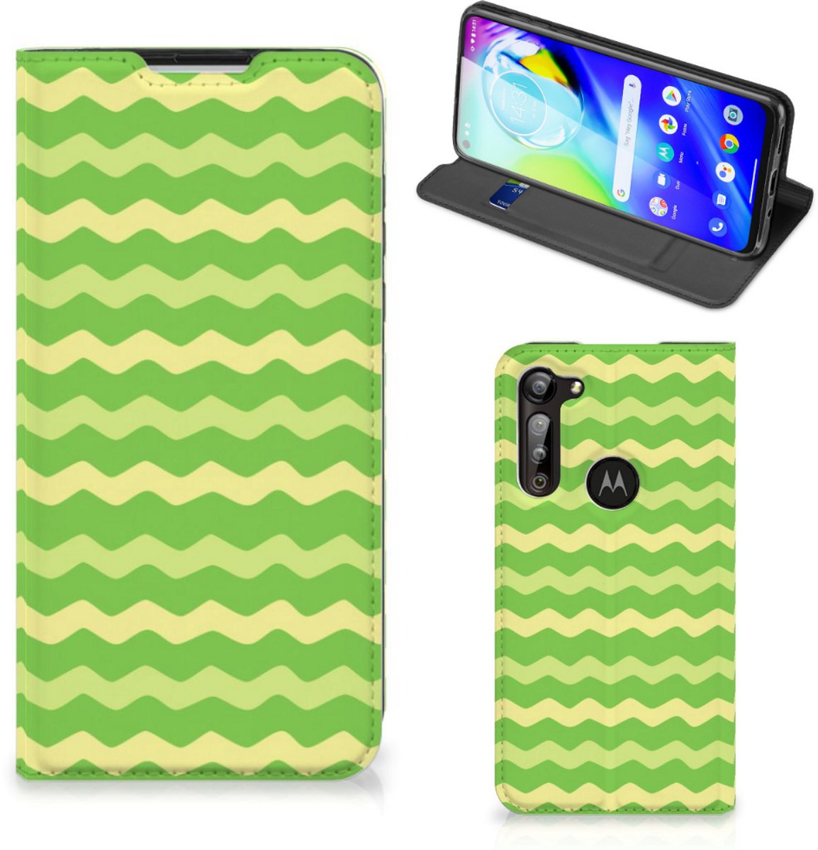 Motorola Moto G8 Power Hoesje met Magneet Waves Green