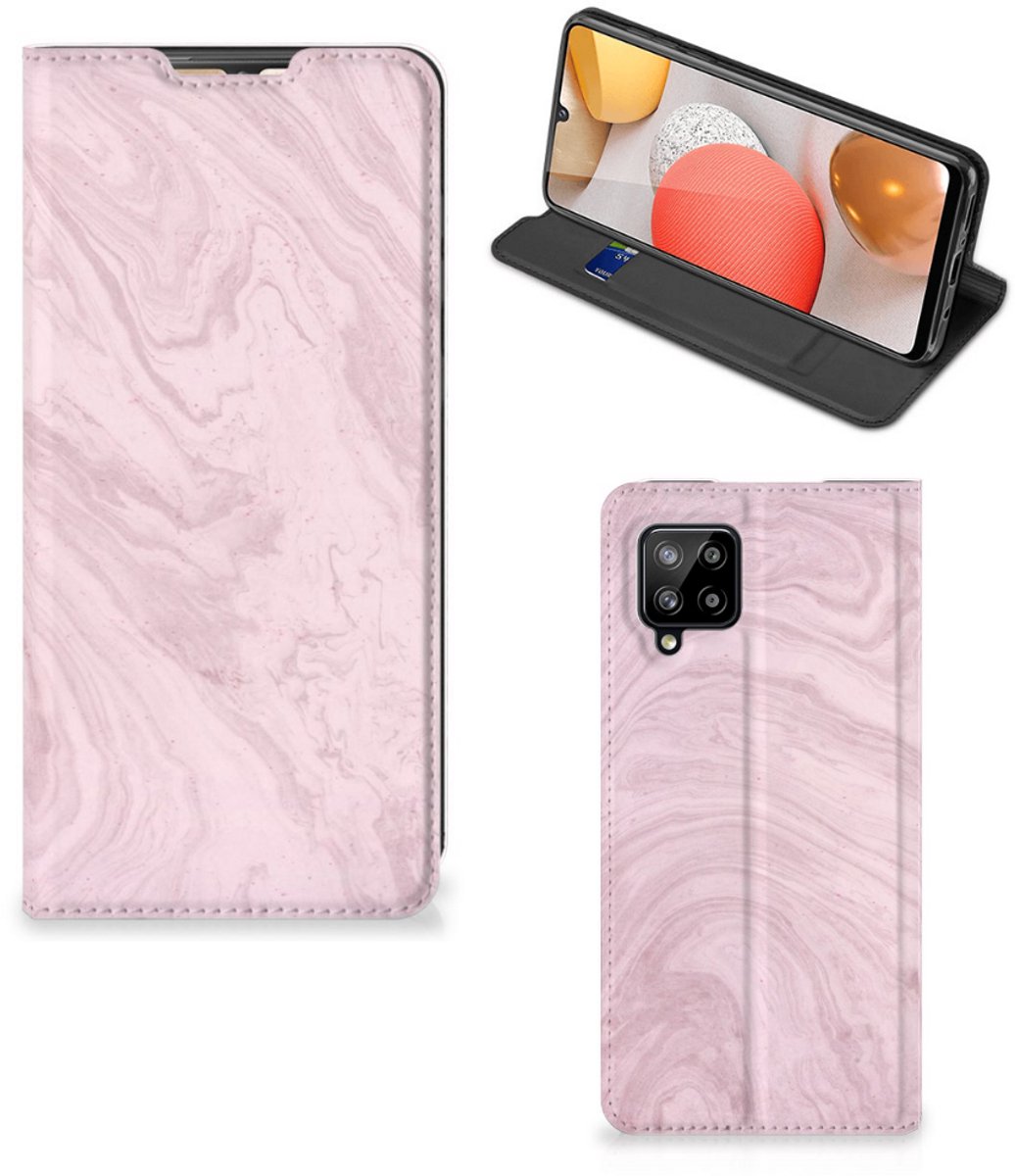 Samsung Galaxy A42 Standcase Marble Pink - Origineel Cadeau Vriendin